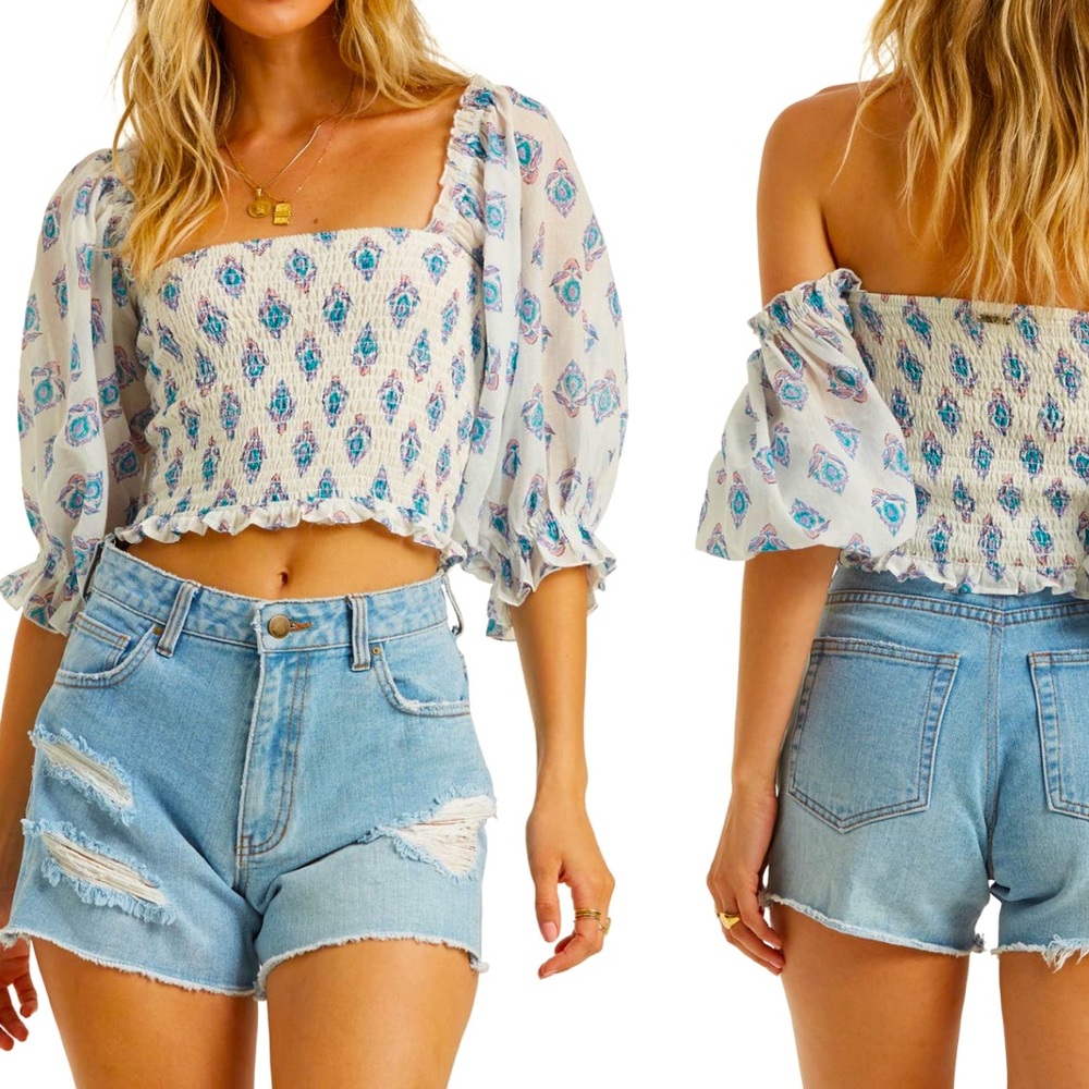 BillaBong Feeling Groovy Off the Shoulder Top
